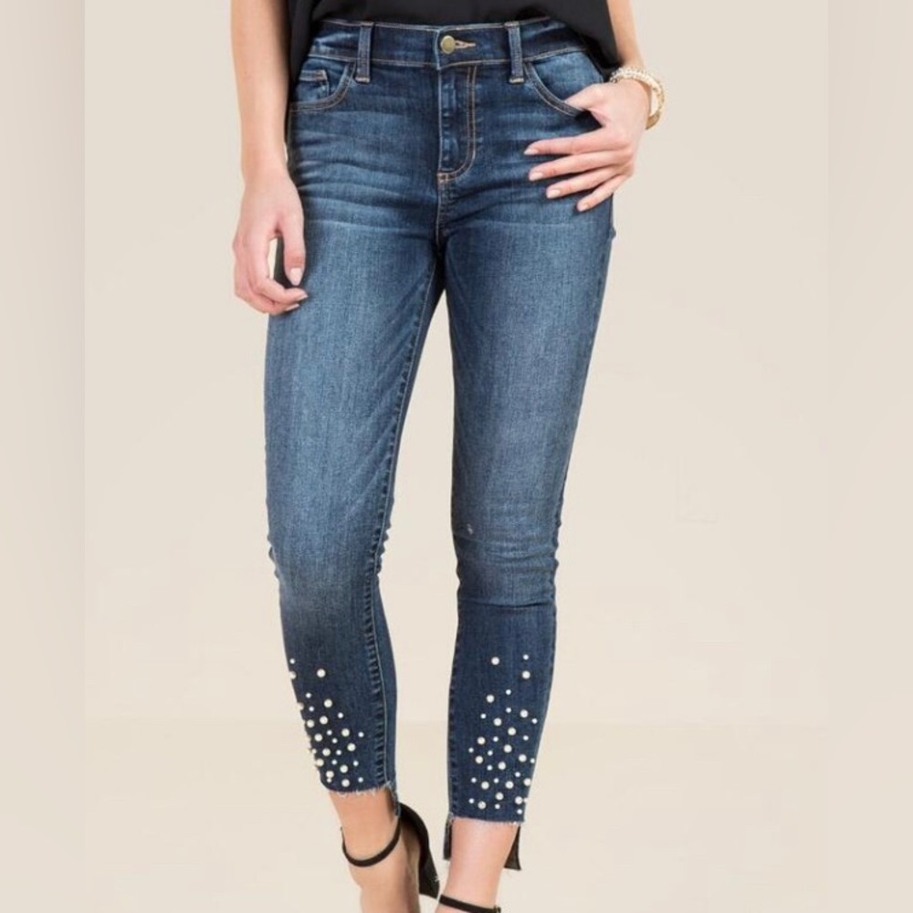 Skinny Jean with Pearl and Hem Detailing
